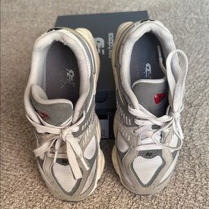 New Balance 9060 lace Gray and Red Athletic Shoes